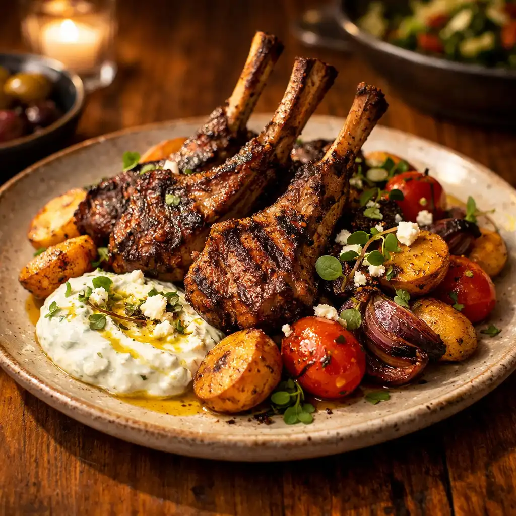 Restaurant dish on a wooden table